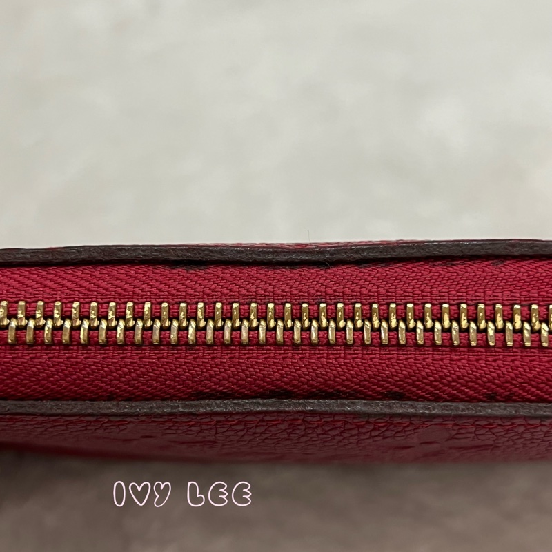 LOUIS VUITTON 路易威登 紅色牛皮 壓花 拉鍊 長夾 M60488 正品 二手精品-25
