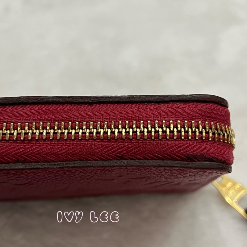LOUIS VUITTON 路易威登 紅色牛皮 壓花 拉鍊 長夾 M60488 正品 二手精品-26