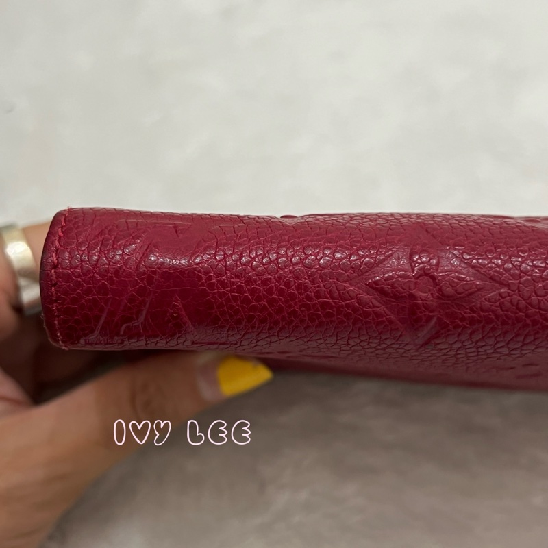 LOUIS VUITTON 路易威登 紅色牛皮 壓花 拉鍊 長夾 M60488 正品 二手精品-27