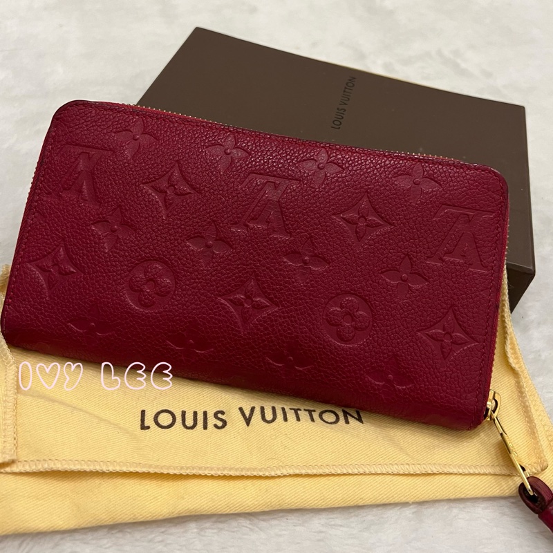 LOUIS VUITTON 路易威登 紅色牛皮 壓花 拉鍊 長夾 M60488 正品 二手精品-30
