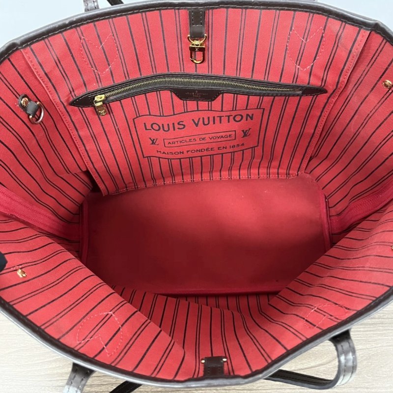 LV 棕棋盤Neverfull中號子母手提袋31*28*14 98新配件塵袋-1