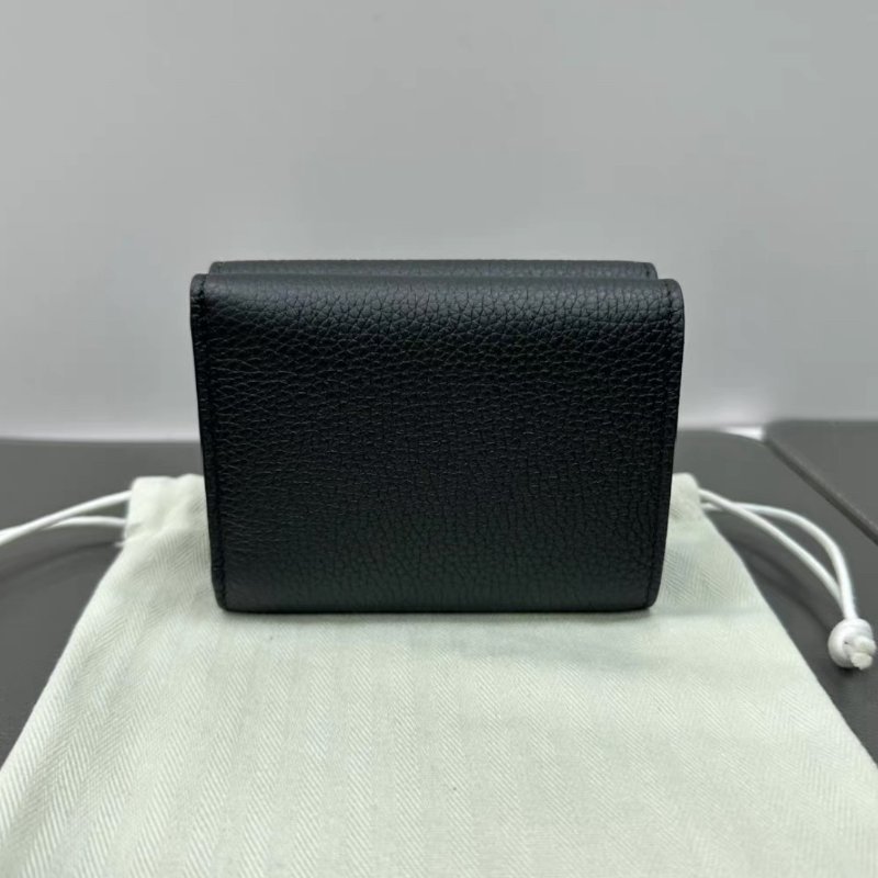 LOEWE 黑銀荔枝牛皮折疊多卡位錢包10*8*4 全新閒置配件盒子塵袋-5