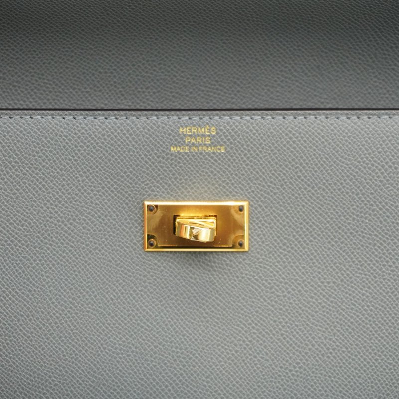 Hermes 展示品 Kelly Pocket Madame 小牛皮金釦長夾(OL積雲灰)-6