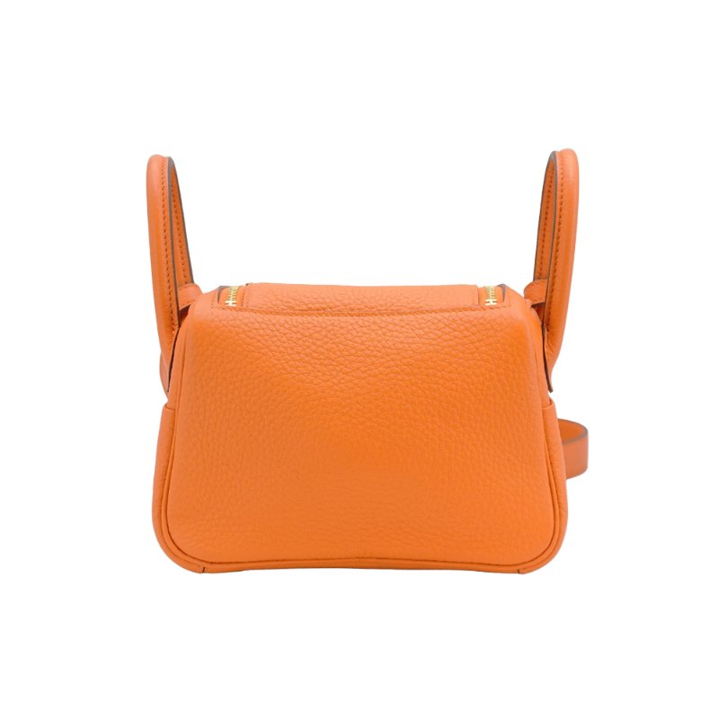 Hermes Mini Lindy 牛皮金釦兩用包(93橘)-2