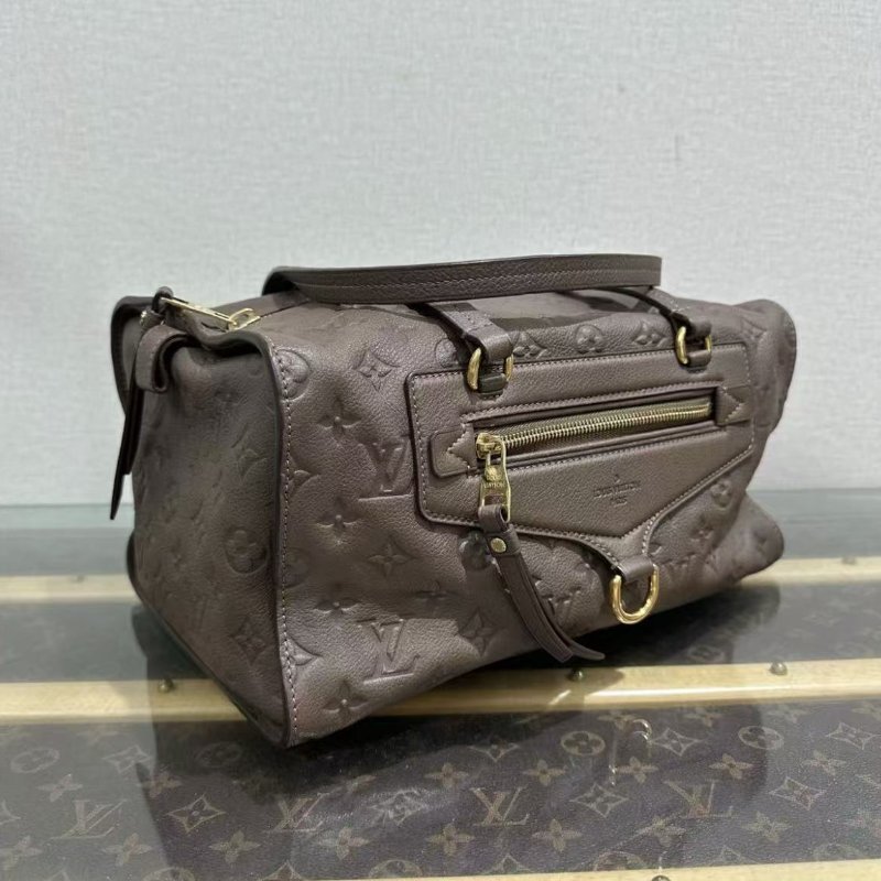 ✨LV 棕色金扣牛皮壓花手提肩背包 33*21*17 98新配件塵袋-2