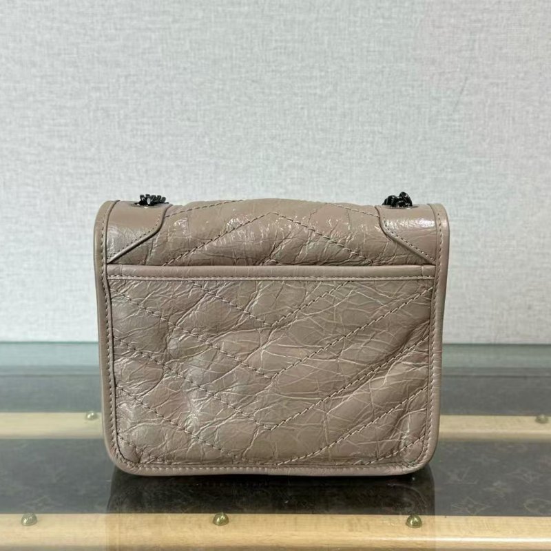 ✨YSL Niki mini奶茶色油蠟皮皮鍊條包 19*15*6 98新 配件塵袋-1