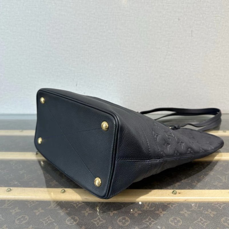 LV 黑金老花壓紋牛皮肩背托特包 27*32*14 98新 配件購證-4