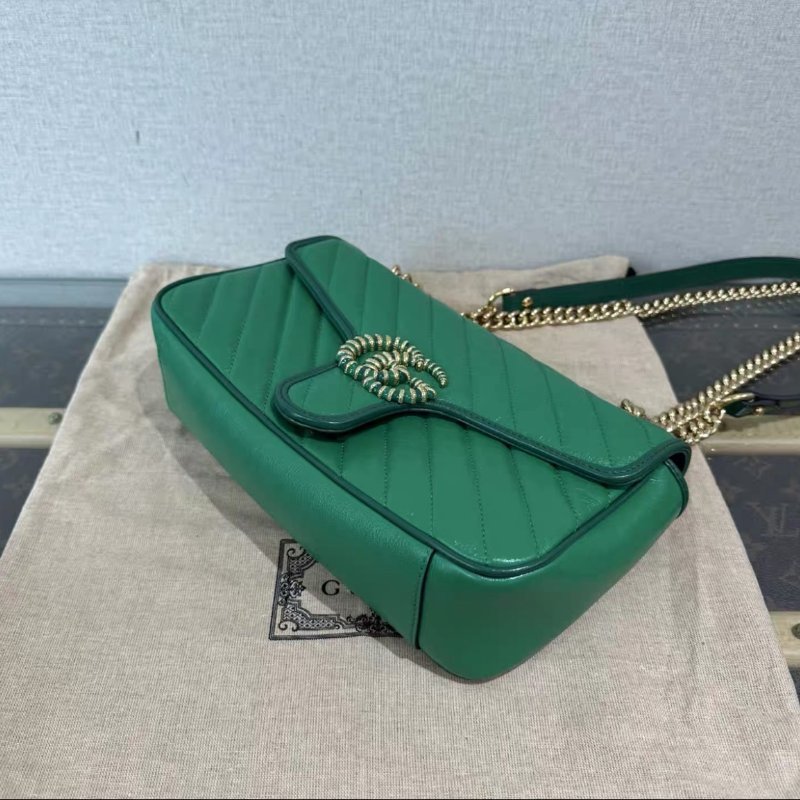 GUCCI 綠金琺瑯扣Marmont馬蒙26肩背斜背包 26*15*7 98新配件塵袋-2