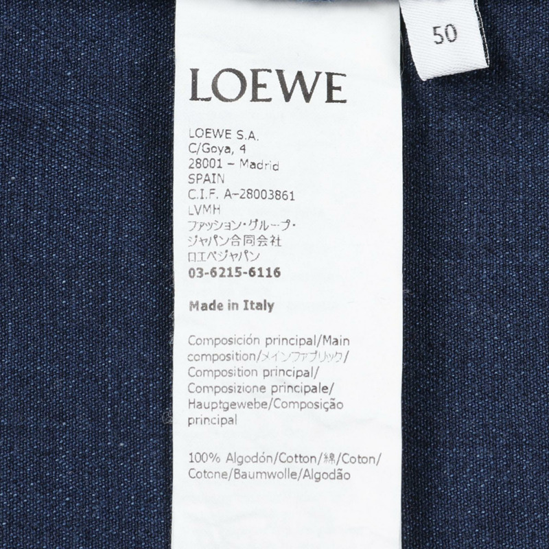 LOEWE Anagram 襯衫外套,棉質,海軍藍,尺寸 50,二手男式-3