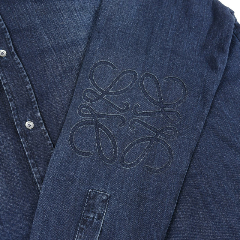 LOEWE Anagram 襯衫外套,棉質,海軍藍,尺寸 50,二手男式-6