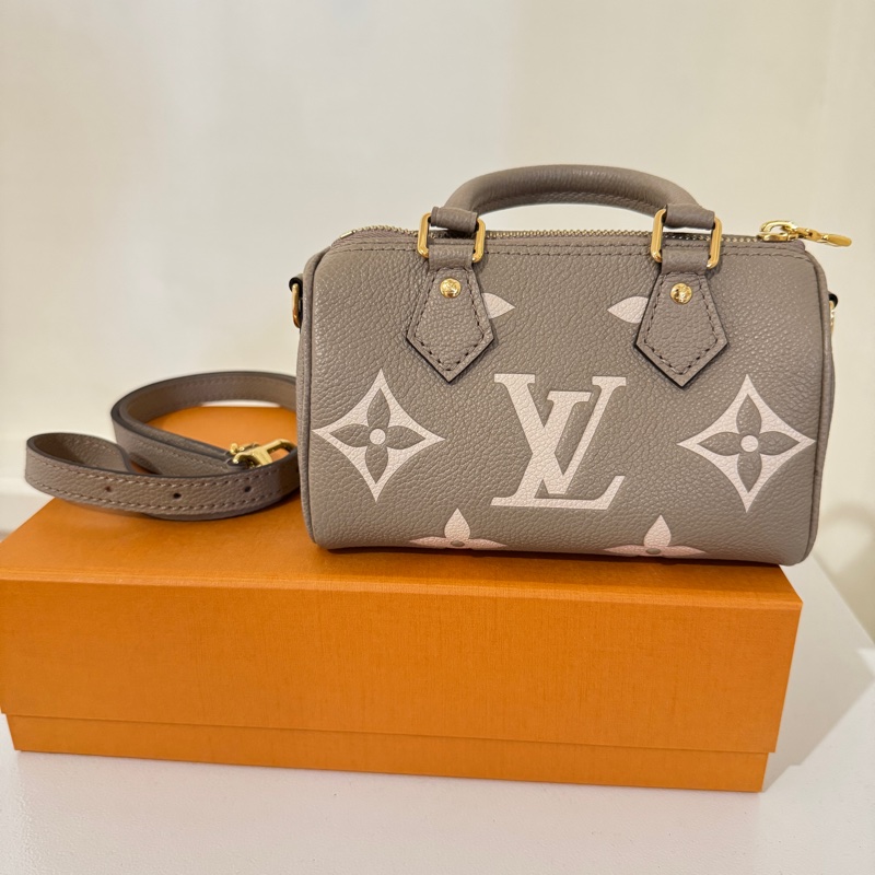 LV Nano Speedy 斑鳩灰色/奶油色 台灣購證-1