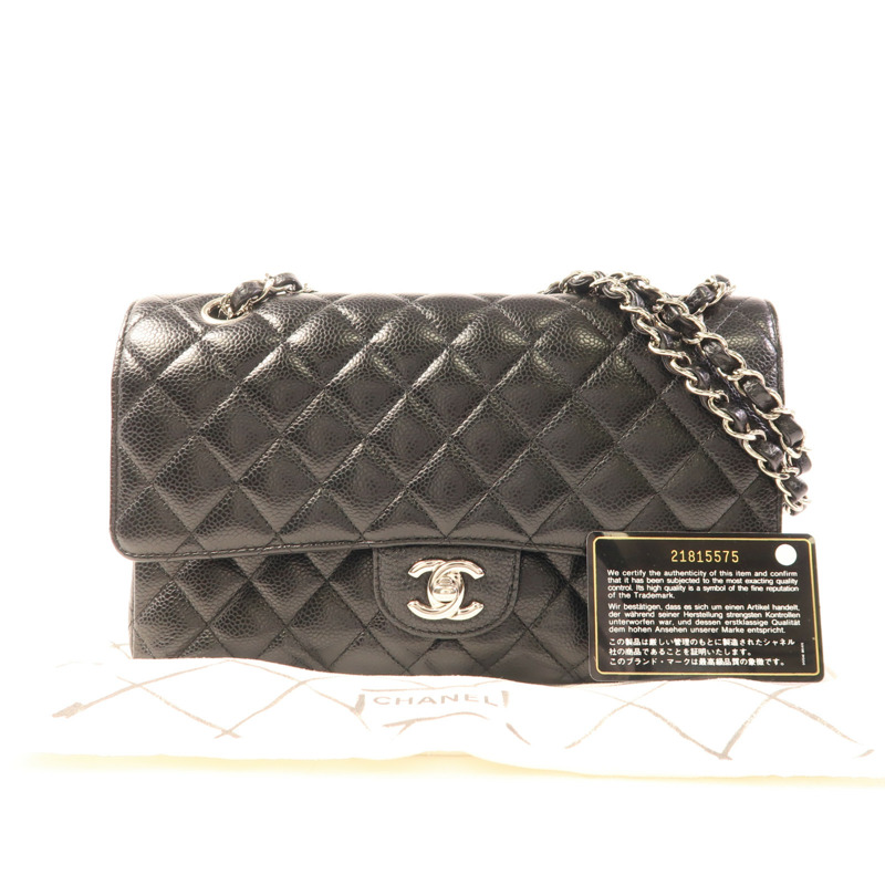 CHANEL 牛皮皮革Classic 25銀扣鏈帶肩背袋-15