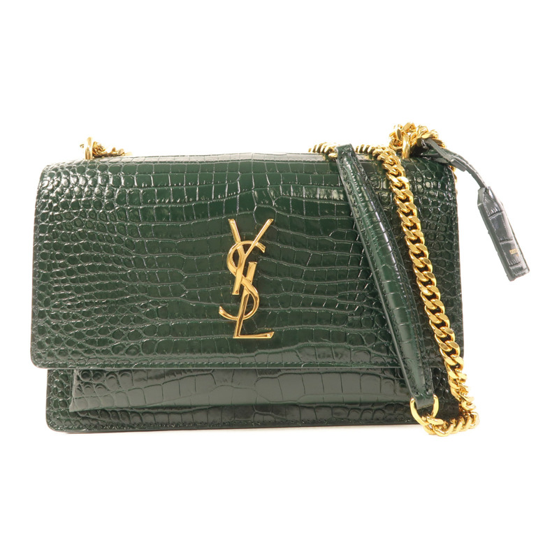 SAINT LAURENT 牛皮皮革Sunset Medium金扣鏈帶肩背袋-0