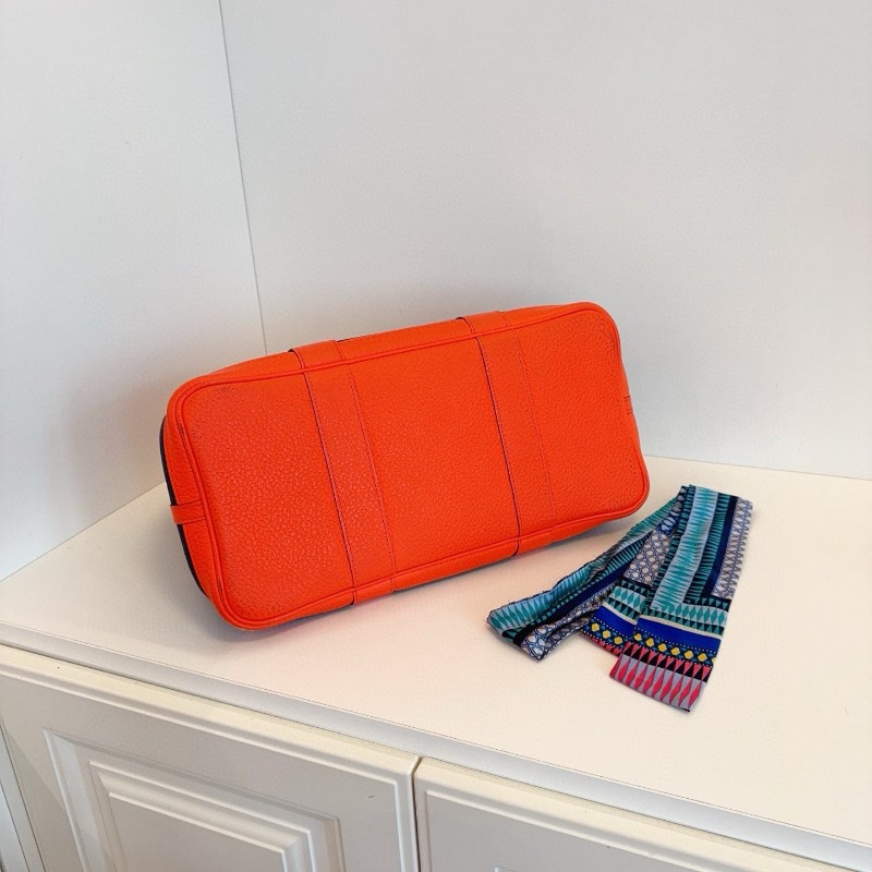 Hermes 爱马仕 GP36 gardenparty 花园包 深藍色帆布拼活力橙 X刻-6