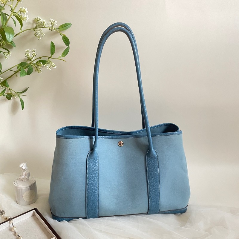 Hermes愛馬仕gp36花園garden party花園包 藍色 框H 長手柄-1