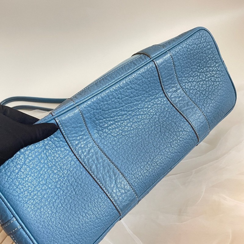 Hermes愛馬仕gp36花園garden party花園包 藍色 框H 長手柄-5