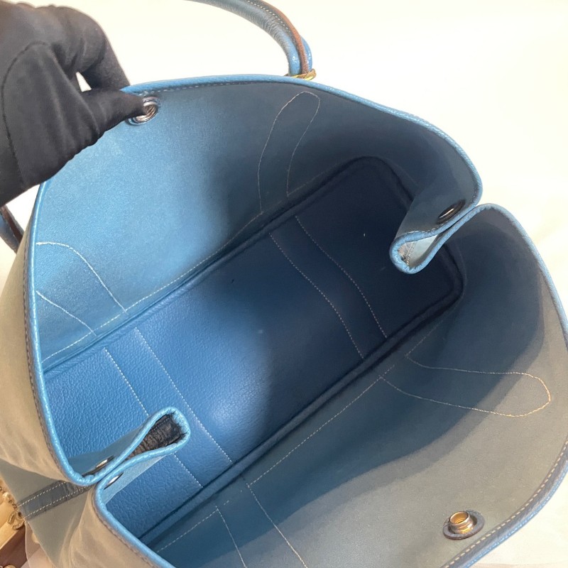 Hermes愛馬仕gp36花園garden party花園包 藍色 框H 長手柄-6