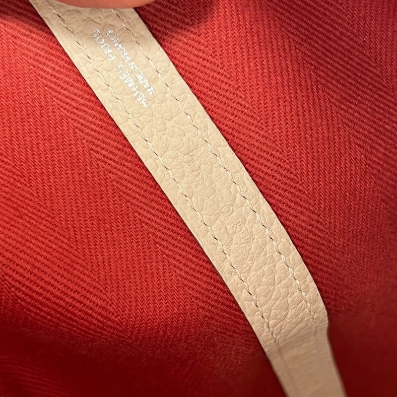 Hermes愛馬仕GardenParty花園36奶昔白拼辣椒紅 手提包 X刻-7