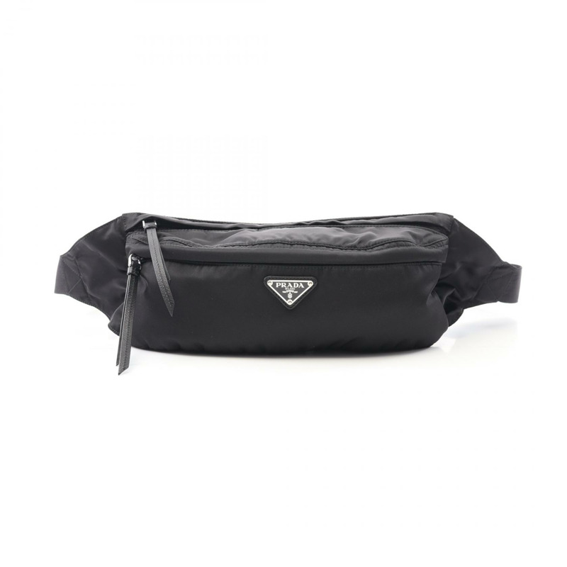 PRADA 三角形 logo 腰包 尼龍 黑色 二手 女士-0