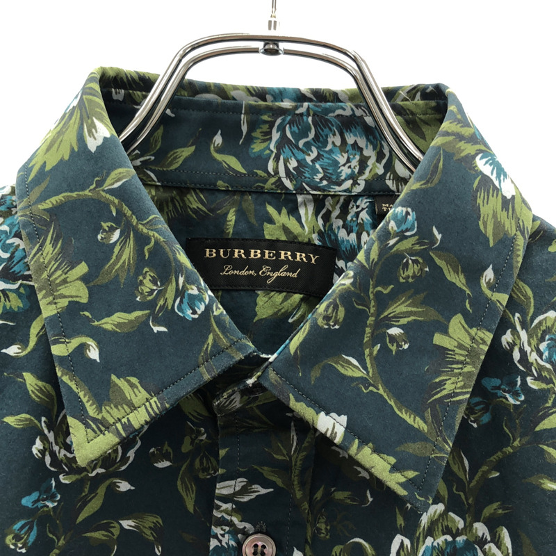 BURBERRY 長袖印花花卉襯衫 棉質 海軍藍 40 碼 二手男式-2