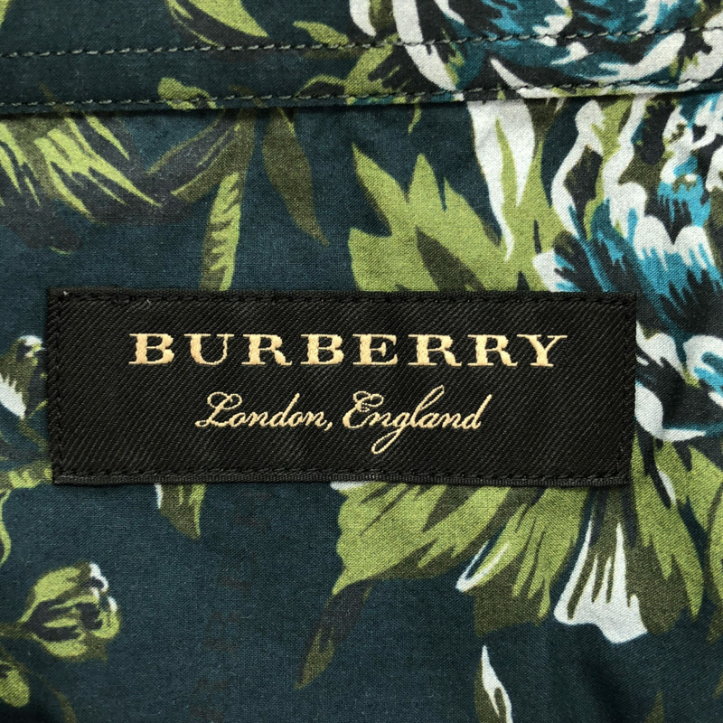 BURBERRY 長袖印花花卉襯衫 棉質 海軍藍 40 碼 二手男式-4