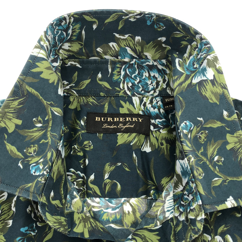 BURBERRY 長袖印花花卉襯衫 棉質 海軍藍 40 碼 二手男式-9