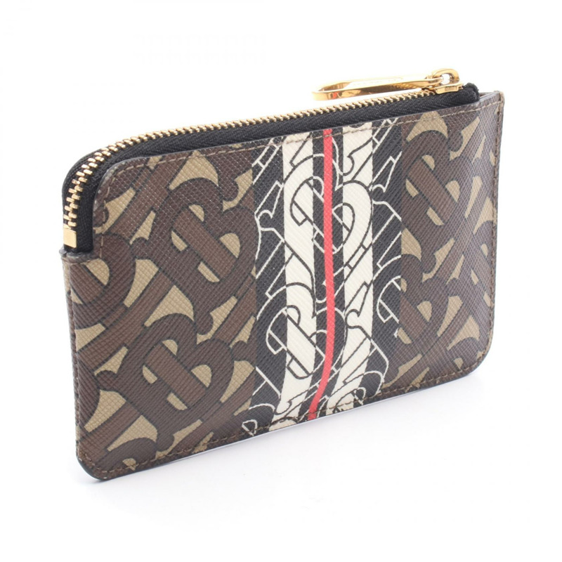 BURBERRY TB Monogram 零錢包 帆布 棕色 多色 二手 女士-1
