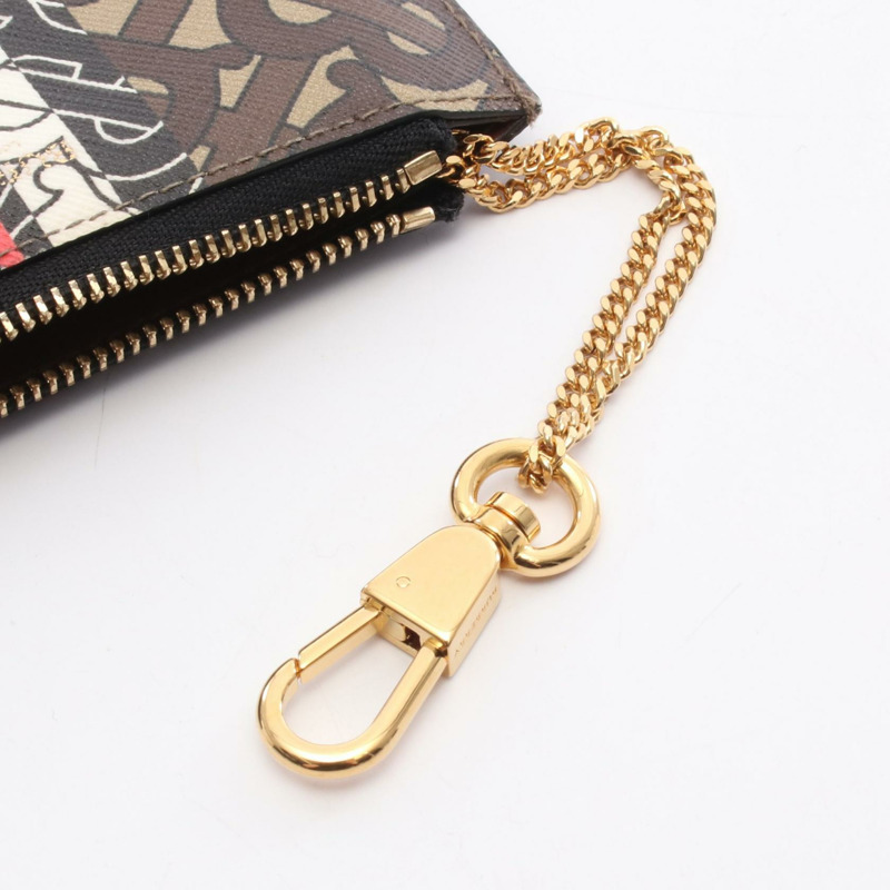 BURBERRY TB Monogram 零錢包 帆布 棕色 多色 二手 女士-4