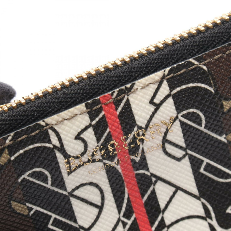 BURBERRY TB Monogram 零錢包 帆布 棕色 多色 二手 女士-8