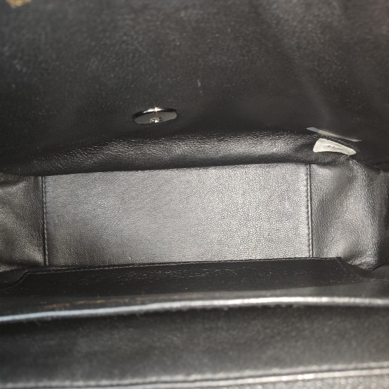 香奈兒/Chanel 4開 Vintage 黑色菱格漆皮單肩相機包 漆皮亮面soblack 肩背包-5