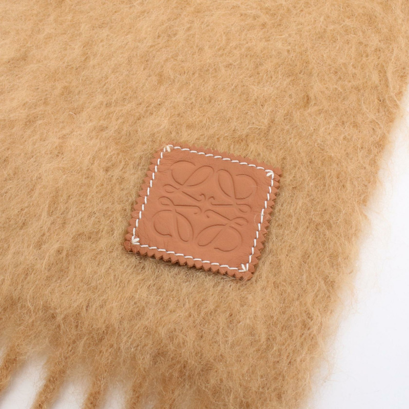 LOEWE Anagram 圍巾披肩羊毛 Moheya 棕色二手女士 200 厘米-4