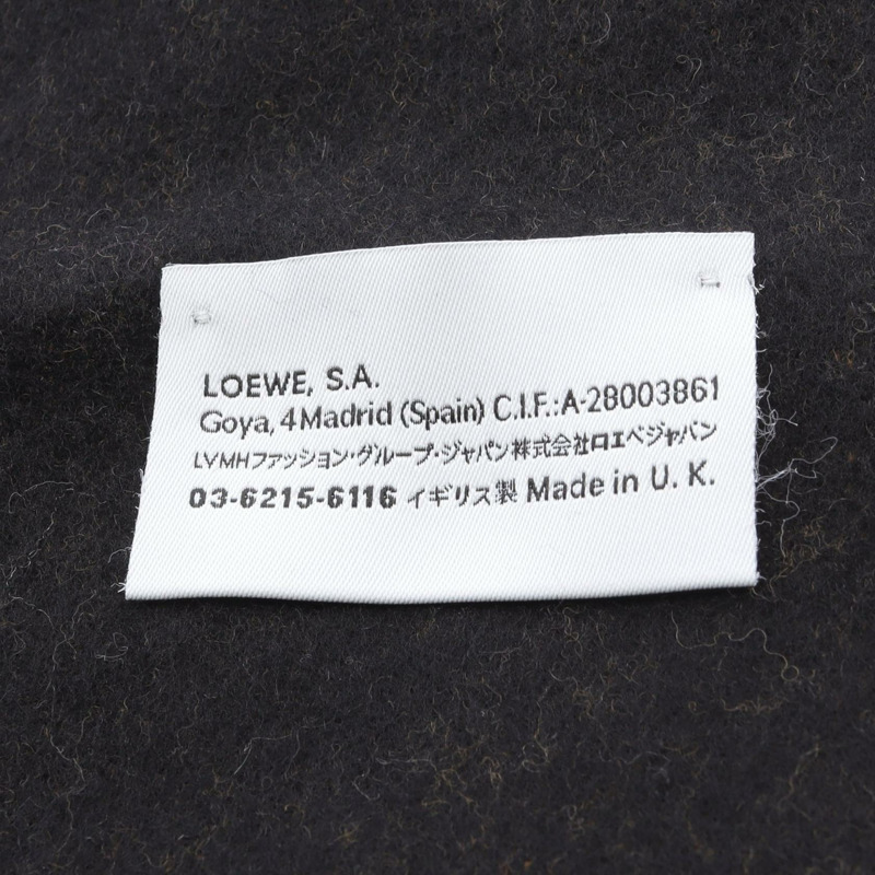 LOEWE anagram 圍巾披肩 羊毛 黑色 棕色 二手 女款 194 厘米-1