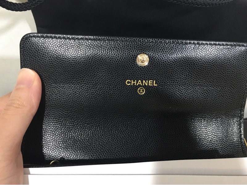 全新 Chanel 水鑽荔枝紋中夾-2