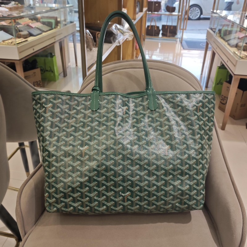 Goyard 綠色老花子母購物袋 中號 肩背包-6