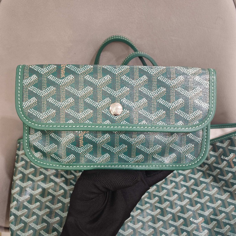 Goyard 綠色老花子母購物袋 中號 肩背包-11