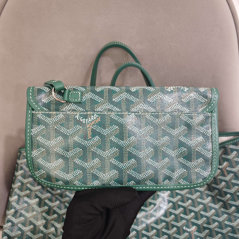 Goyard 綠色老花子母購物袋 中號 肩背包-12