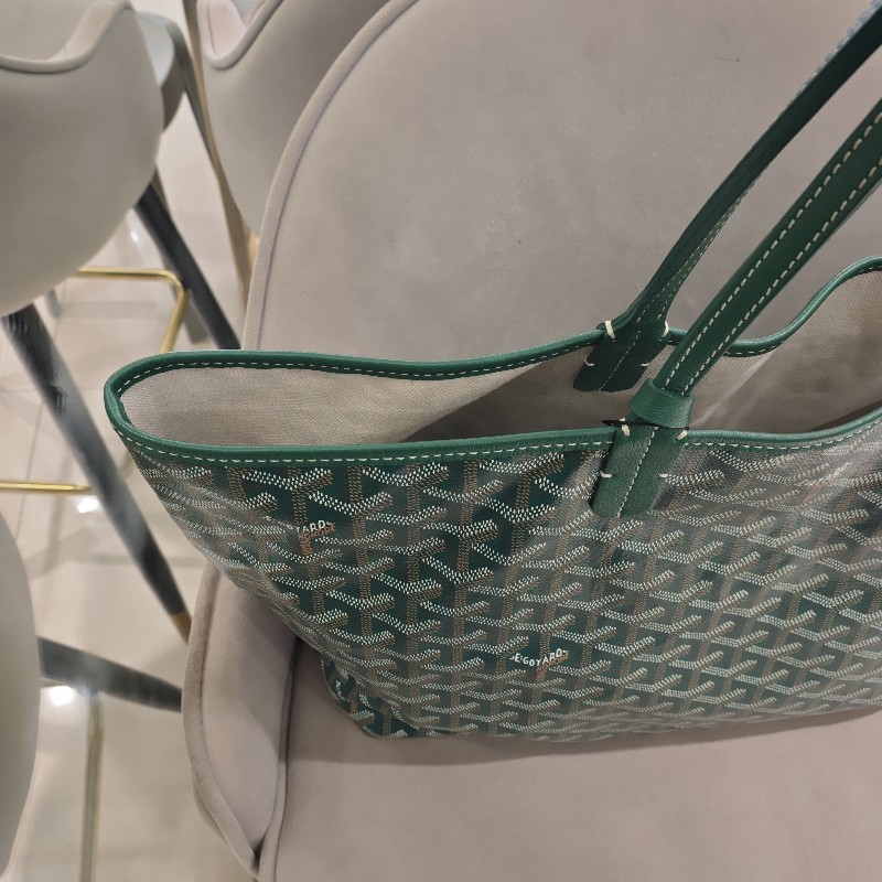 Goyard 綠色老花子母購物袋 中號 肩背包-19