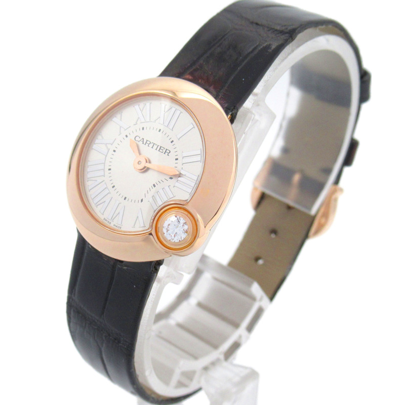銀色 錶盤 18K玫瑰金 Ballon Blanc De Cartier 腕錶 WGBL0002-1