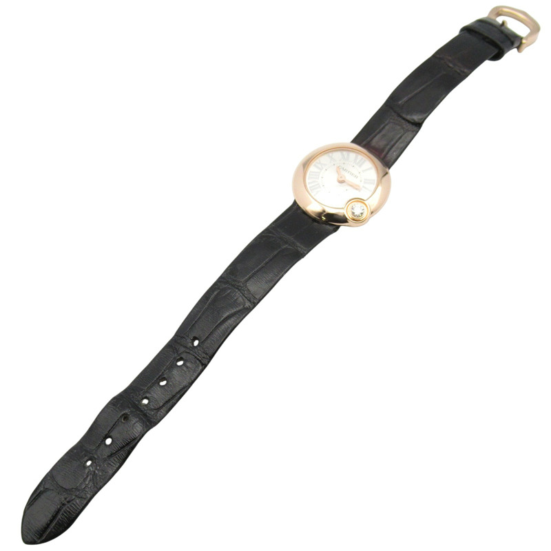 銀色 錶盤 18K玫瑰金 Ballon Blanc De Cartier 腕錶 WGBL0002-5