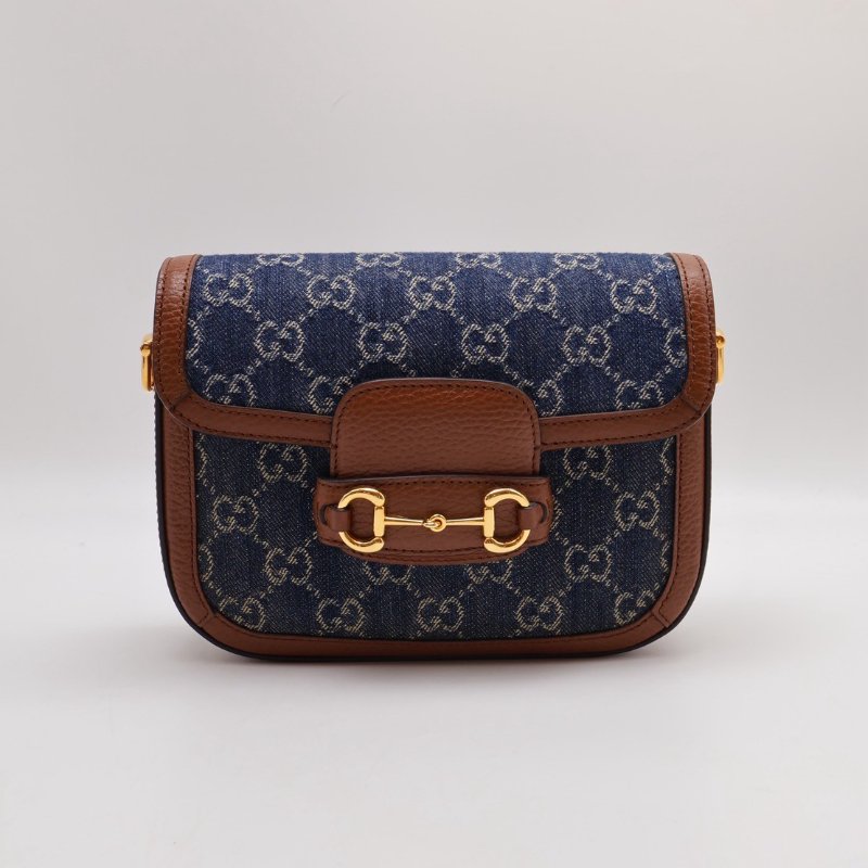 GUCCI Horsebit 1955馬銜釦馬鞍包 - mini牛仔-0