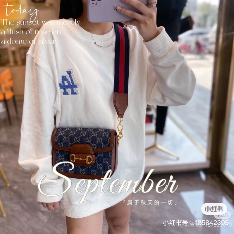 GUCCI Horsebit 1955馬銜釦馬鞍包 - mini牛仔-1