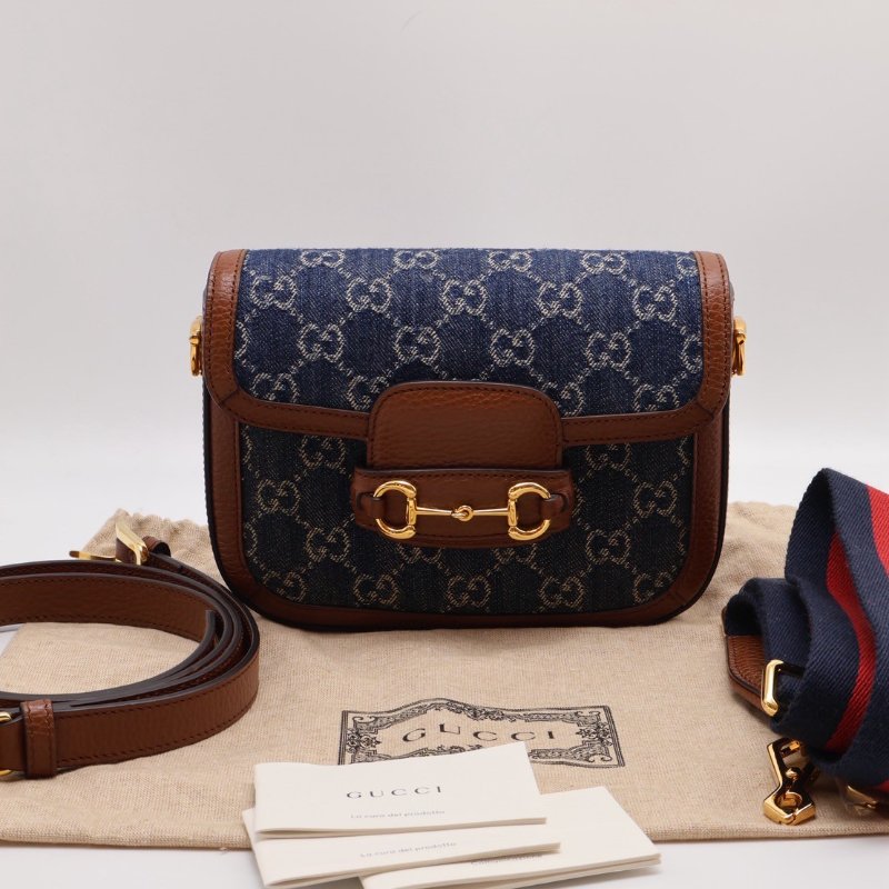 GUCCI Horsebit 1955馬銜釦馬鞍包 - mini牛仔-7