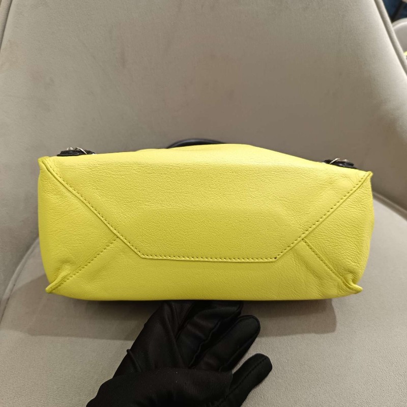 Balenciaga mini papier機車托特包 黃色拼黑色  肩背包 手提包-11