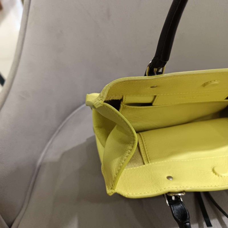 Balenciaga mini papier機車托特包 黃色拼黑色  肩背包 手提包-14