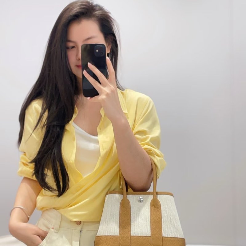 HERMES Mini garden party - 帆布沙灘金-1