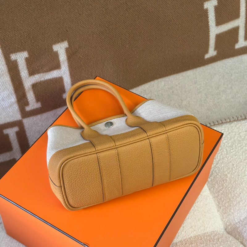 HERMES Mini garden party - 帆布沙灘金-3