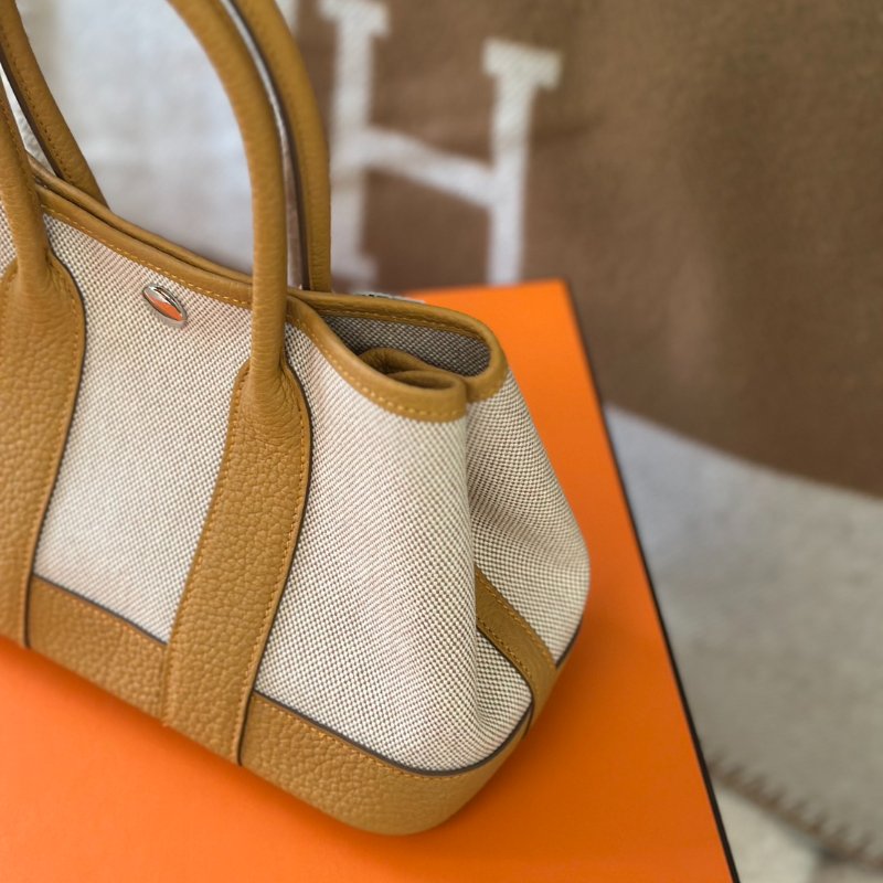 HERMES Mini garden party - 帆布沙灘金-4