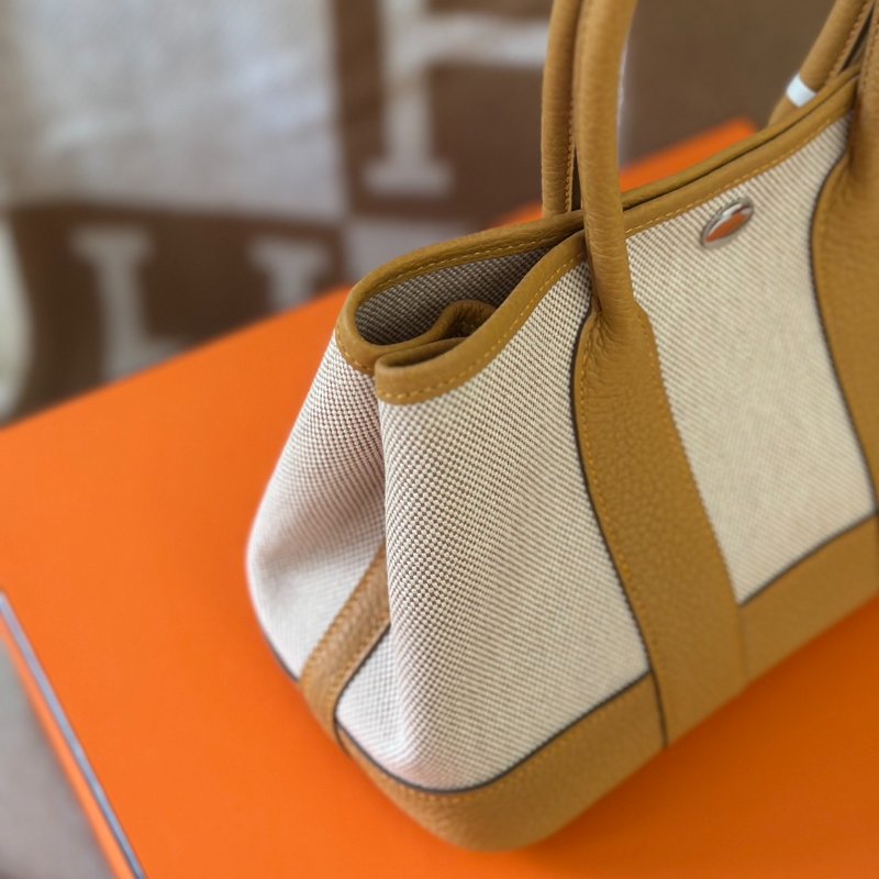 HERMES Mini garden party - 帆布沙灘金-5