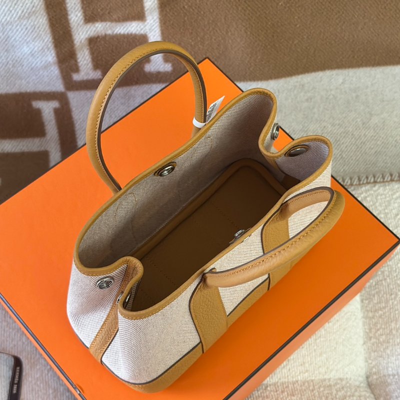 HERMES Mini garden party - 帆布沙灘金-6