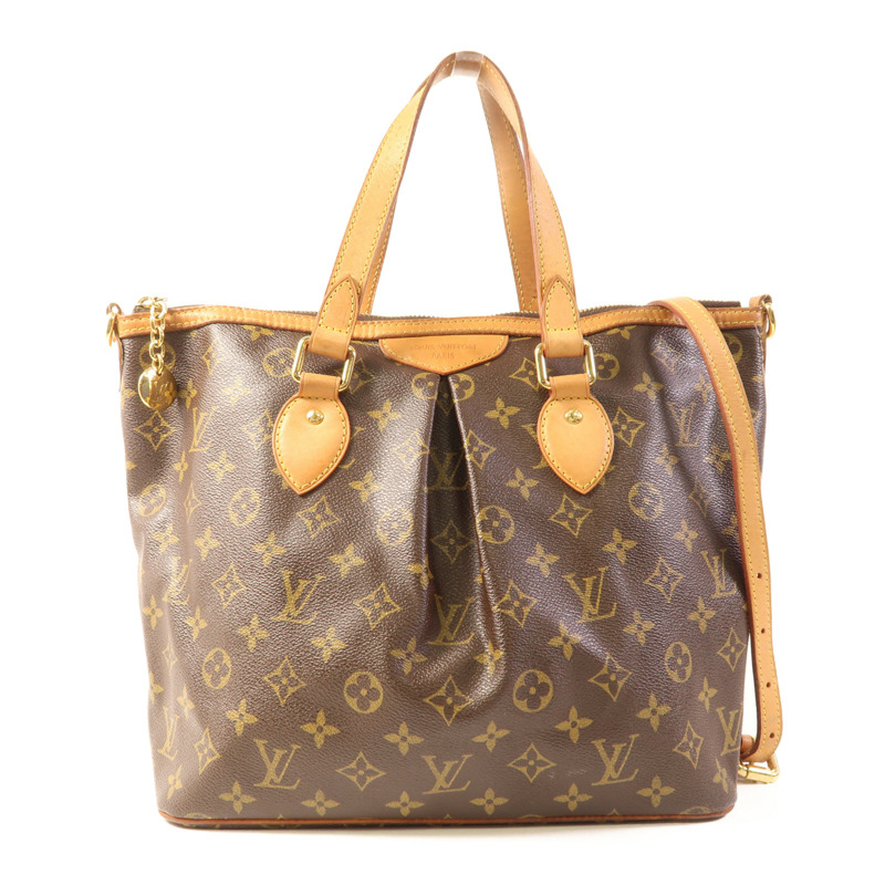 LOUIS VUITTON Monogram Palermo PM金扣手挽肩背兩用袋棕色-0